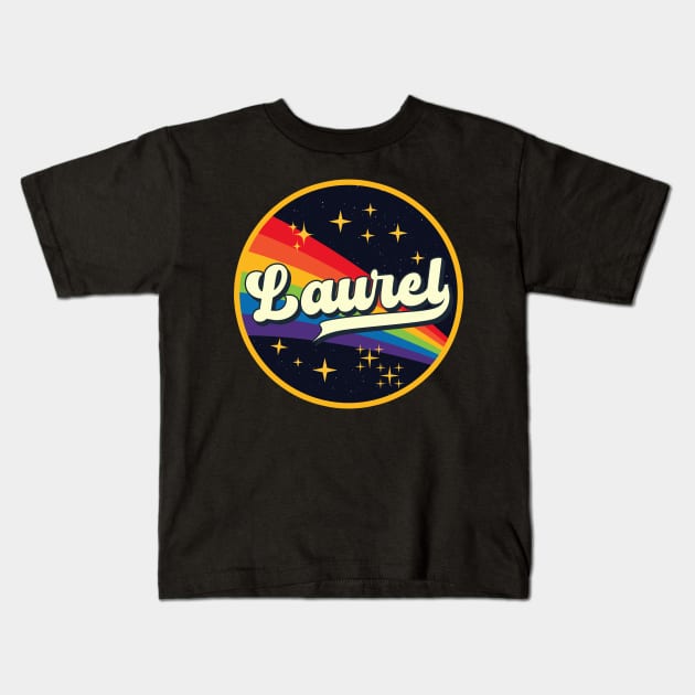 Laurel // Rainbow In Space Vintage Style Kids T-Shirt by LMW Art